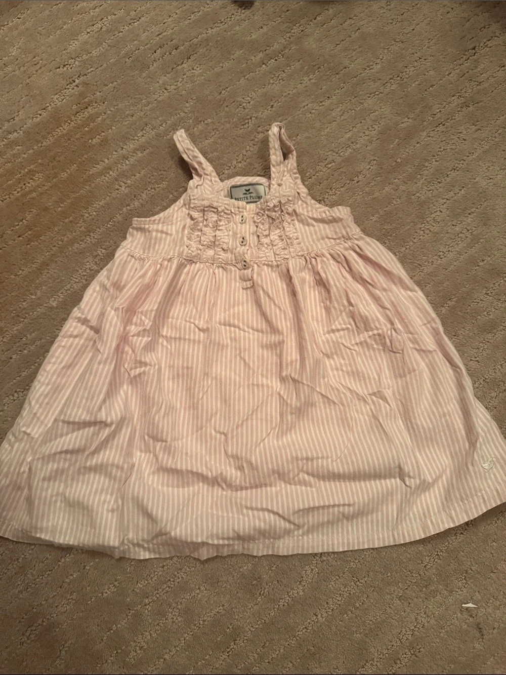 Petite Plume Light Pink Striped Cotton nightgown for Girls